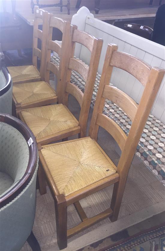 4 beech rush seat ladder back chairs